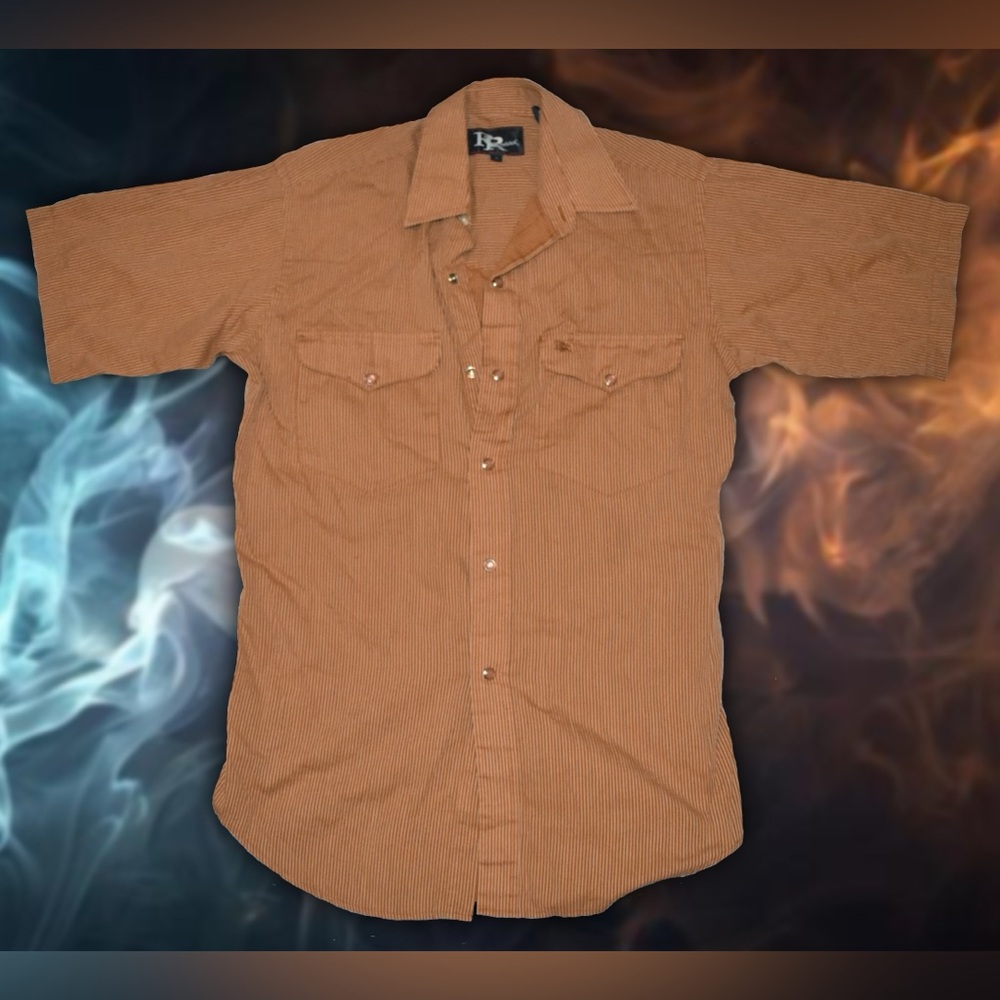 Resistol Orange Pearl-Snap Short Sleeve Button-Down Sz Men’s S
